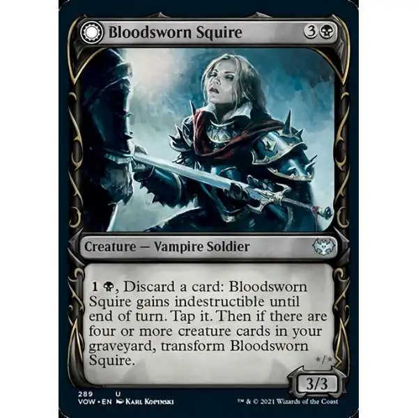 MtG Trading Card Game Innistrad: Crimson Vow Uncommon Bloodsworn Squire // Bloodsworn Knight #289 [Showcase]