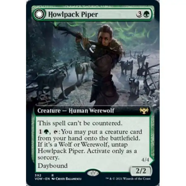 MtG Trading Card Game Innistrad: Crimson Vow Rare Howlpack Piper // Wildsong Howler #392 [Extended Art]