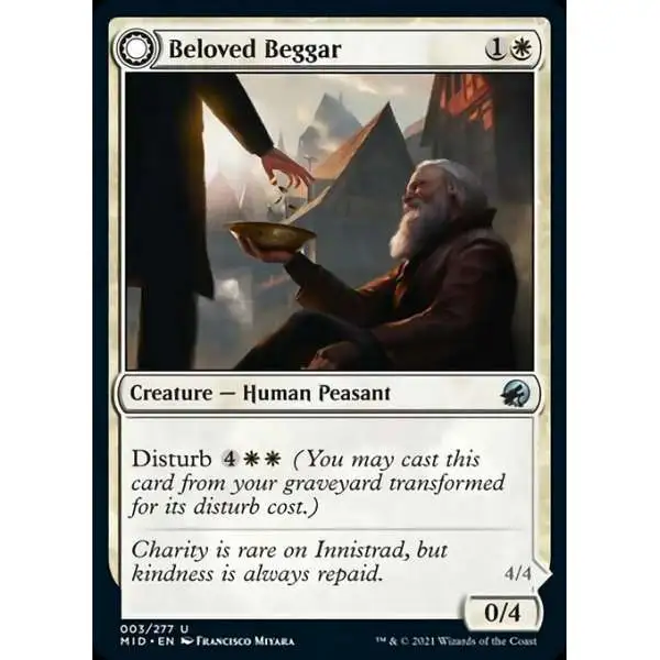 MtG Trading Card Game Innistrad: Midnight Hunt Uncommon Foil Beloved Beggar // Generous Soul #3