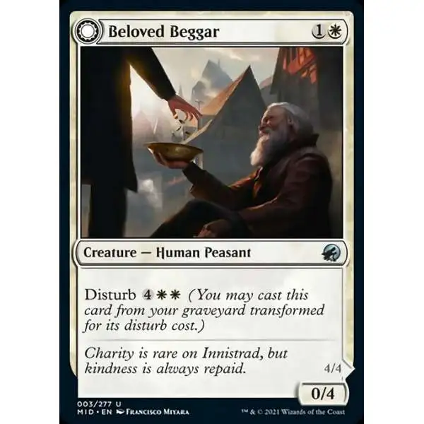 MtG Trading Card Game Innistrad: Midnight Hunt Uncommon Beloved Beggar // Generous Soul #3
