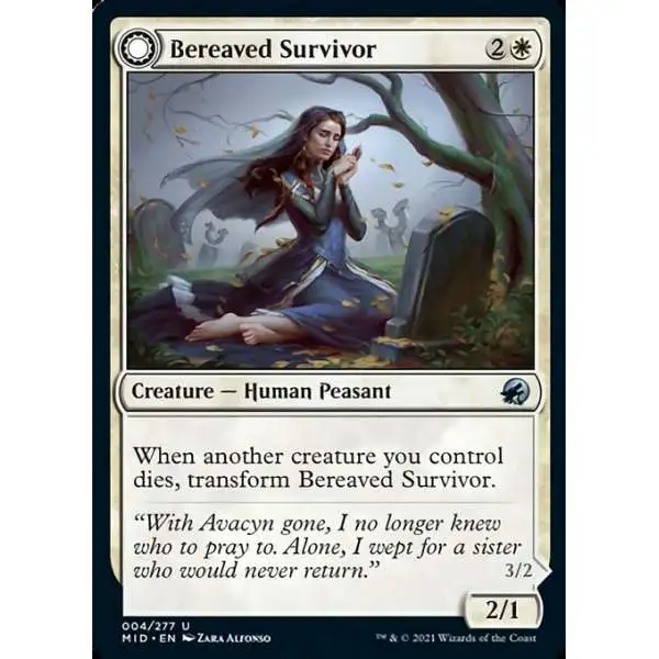 MtG Trading Card Game Innistrad: Midnight Hunt Uncommon Foil Bereaved Survivor // Dauntless Avenger #4