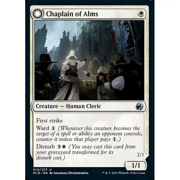 MtG Trading Card Game Innistrad: Midnight Hunt Uncommon Foil Chaplain of Alms // Chapel Shieldgeist #13
