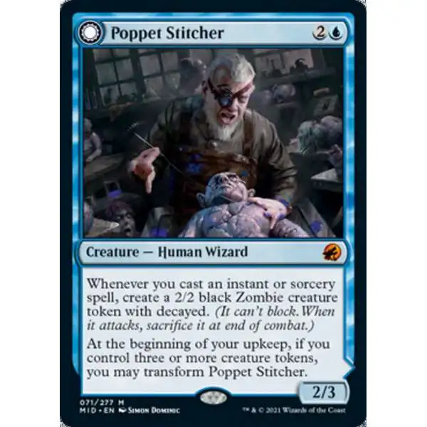 MtG Trading Card Game Innistrad: Midnight Hunt Mythic Rare Poppet Stitcher // Poppet Factory #71