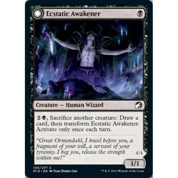 MtG Trading Card Game Innistrad: Midnight Hunt Common Foil Ecstatic Awakener // Awoken Demon #100