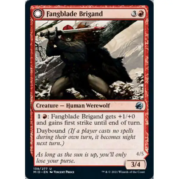 MtG Trading Card Game Innistrad: Midnight Hunt Uncommon Fangblade Brigand // Fangblade Eviscerator #139