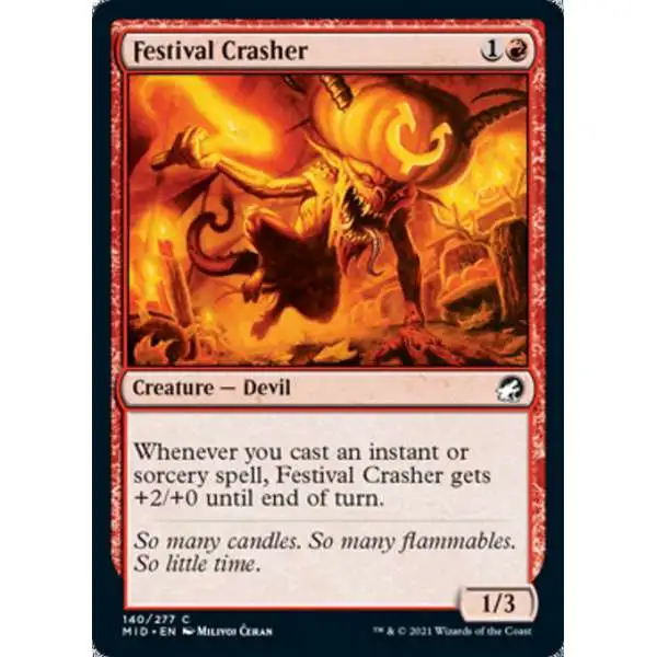 MtG Trading Card Game Innistrad: Midnight Hunt Common Foil Festival Crasher #140