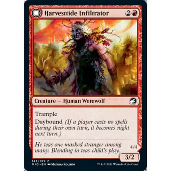 MtG Trading Card Game Innistrad: Midnight Hunt Common Harvesttide Infiltrator // Harvesttide Assailant #143