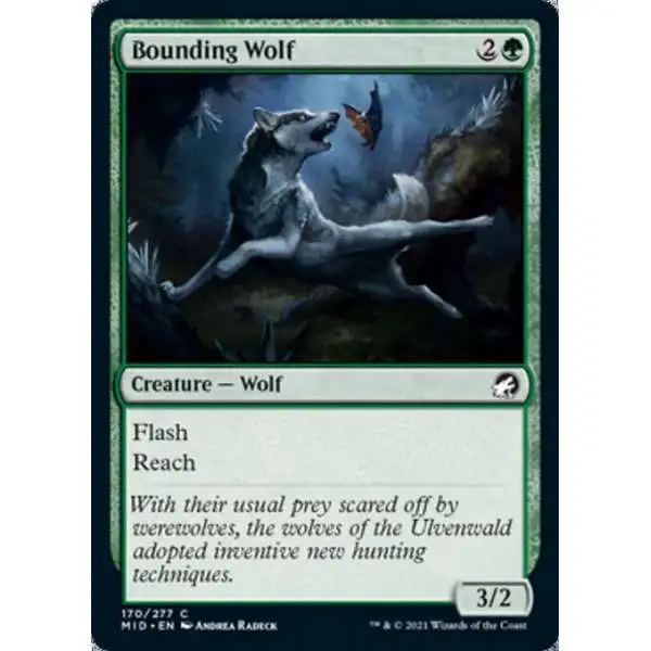 MtG Trading Card Game Innistrad: Midnight Hunt Common Bounding Wolf #170