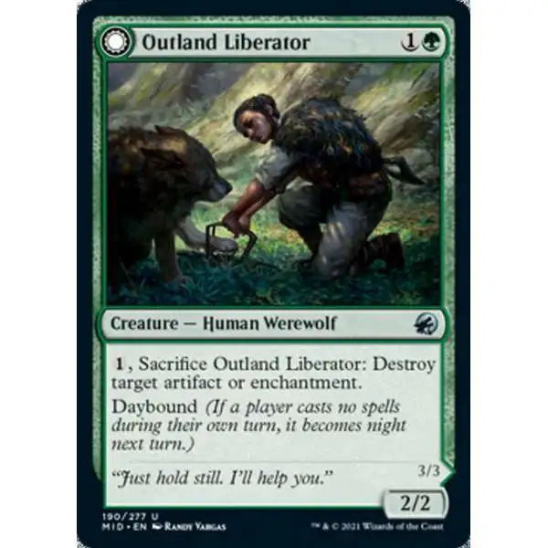 MtG Trading Card Game Innistrad: Midnight Hunt Uncommon Outland Liberator // Frenzied Trapbreaker #190