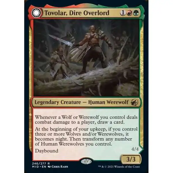 MtG Trading Card Game Innistrad: Midnight Hunt Rare Foil Tovolar, Dire Overlord // Tovolar, the Midnight Scourge #246