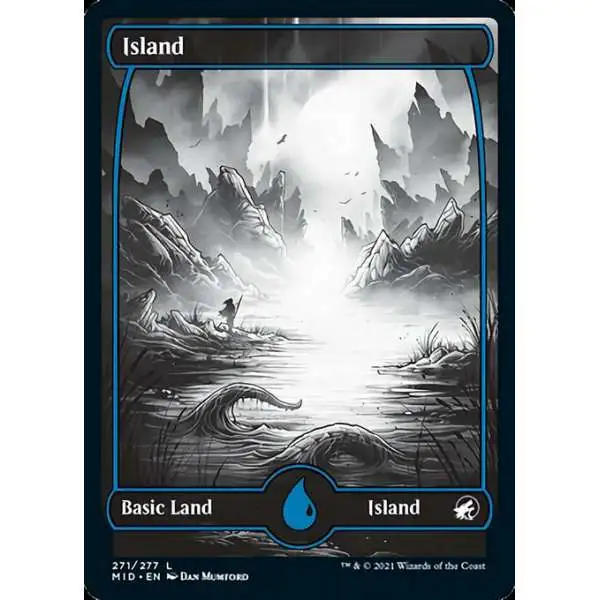 MtG Trading Card Game Innistrad: Midnight Hunt Common Island #271 [Full Art]