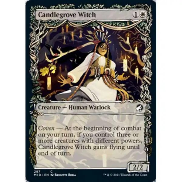 MtG Trading Card Game Innistrad: Midnight Hunt Common Candlegrove Witch #287 [Showcase Foil]