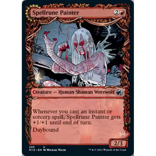 MtG Trading Card Game Innistrad: Midnight Hunt Uncommon Spellrune Painter // Spellrune Howler #295 [Showcase]