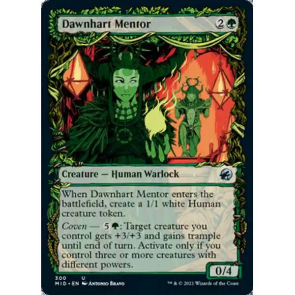 MtG Trading Card Game Innistrad: Midnight Hunt Uncommon Dawnhart Mentor #300 [Showcase]