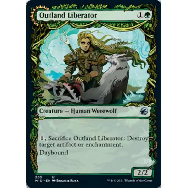 MtG Trading Card Game Innistrad: Midnight Hunt Uncommon Outland Liberator // Frenzied Trapbreaker #303 [Showcase]