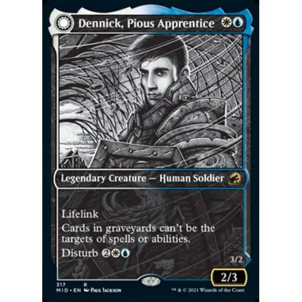 MtG Trading Card Game Innistrad: Midnight Hunt Rare Dennick, Pious Apprentice // Dennick, Pious Apparition #317 [Showcase]