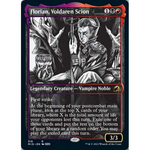 MtG Trading Card Game Innistrad: Midnight Hunt Rare Florian, Voldaren Scion #318 [Showcase]