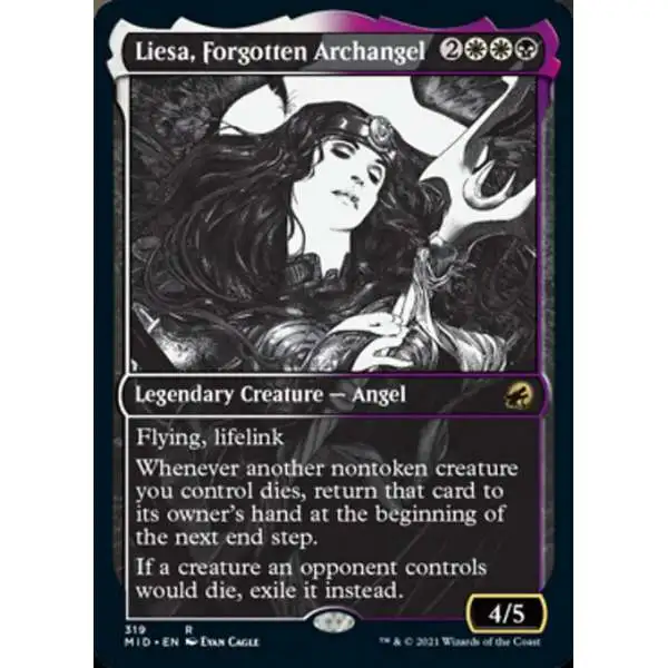 MtG Trading Card Game Innistrad: Midnight Hunt Rare Liesa, Forgotten Archangel #319 [Showcase Foil]