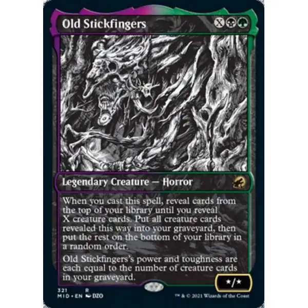 MtG Trading Card Game Innistrad: Midnight Hunt Rare Old Stickfingers #321 [Showcase Foil]