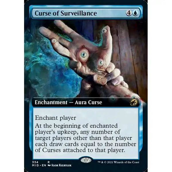 MtG Trading Card Game Innistrad: Midnight Hunt Rare Curse of Surveillance #334 [Extended Art Foil]