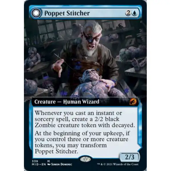 MtG Trading Card Game Innistrad: Midnight Hunt Mythic Rare Poppet Stitcher // Poppet Factory #339 [Extended Art]