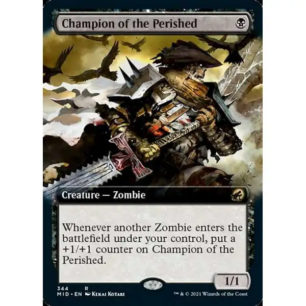 MtG Trading Card Game Innistrad: Midnight Hunt Rare Champion of the Perished #344 [Extended Art]
