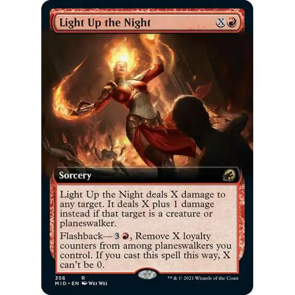 MtG Trading Card Game Innistrad: Midnight Hunt Rare Light Up the Night #356 [Extended Art Foil]