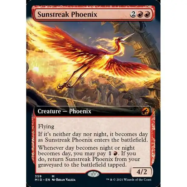 MtG Trading Card Game Innistrad: Midnight Hunt Mythic Rare Sunstreak Phoenix #359 [Extended Art]