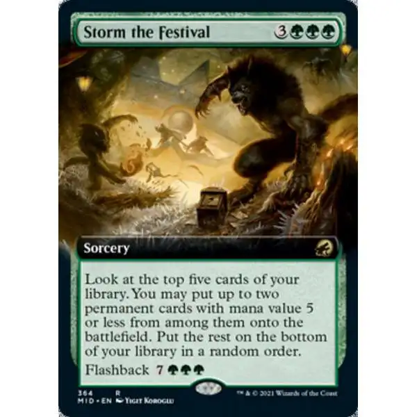 MtG Trading Card Game Innistrad: Midnight Hunt Rare Storm the Festival #364 [Extended Art]