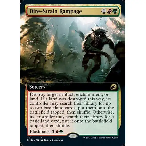 MtG Trading Card Game Innistrad: Midnight Hunt Rare Dire-Strain Rampage #370 [Extended Art]