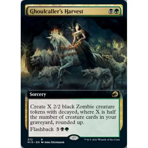 MtG Trading Card Game Innistrad: Midnight Hunt Rare Ghoulcaller's Harvest #372 [Extended Art Foil]