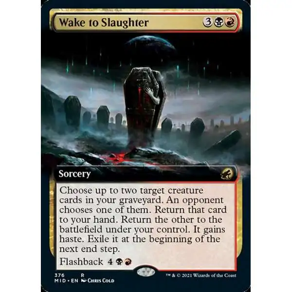MtG Trading Card Game Innistrad: Midnight Hunt Rare Wake to Slaughter #376 [Extended Art Foil]