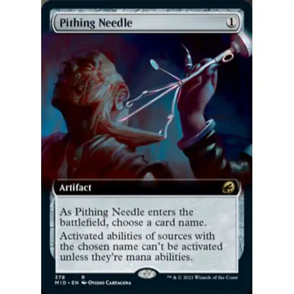 MtG Trading Card Game Innistrad: Midnight Hunt Rare Pithing Needle #378 [Extended Art Foil]