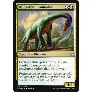 MtG Trading Card Game Ixalan Uncommon Belligerent Brontodon #218
