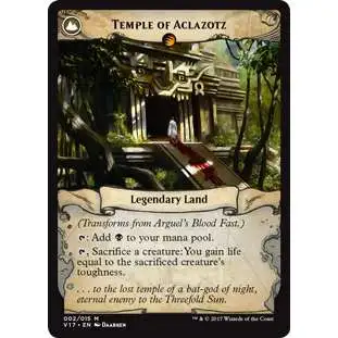 MtG Trading Card Game Ixalan Rare Temple of Aclazotz / Arguel's Blood Fast #90