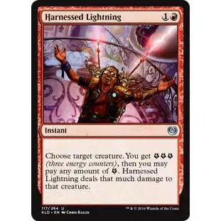 MtG Trading Card Game Kaladesh Uncommon Foil Harnessed Lightning #117