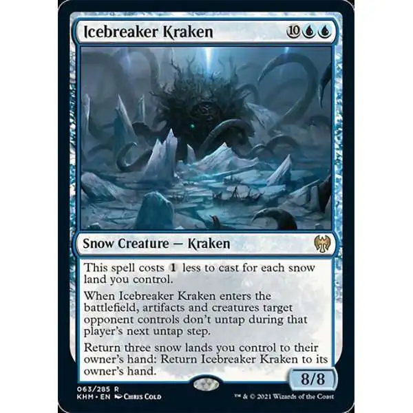 MtG Trading Card Game Kaldheim Rare Foil Icebreaker Kraken #63