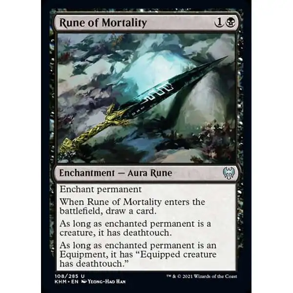 MtG Trading Card Game Kaldheim Uncommon Rune of Mortality #108