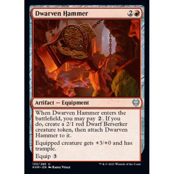MtG Trading Card Game Kaldheim Uncommon Foil Dwarven Hammer #133