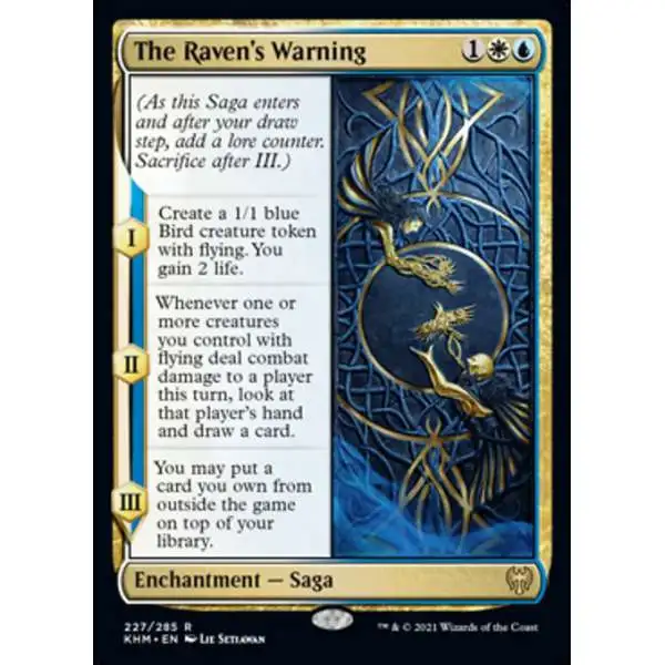 MtG Trading Card Game Kaldheim Rare The Raven's Warning #227