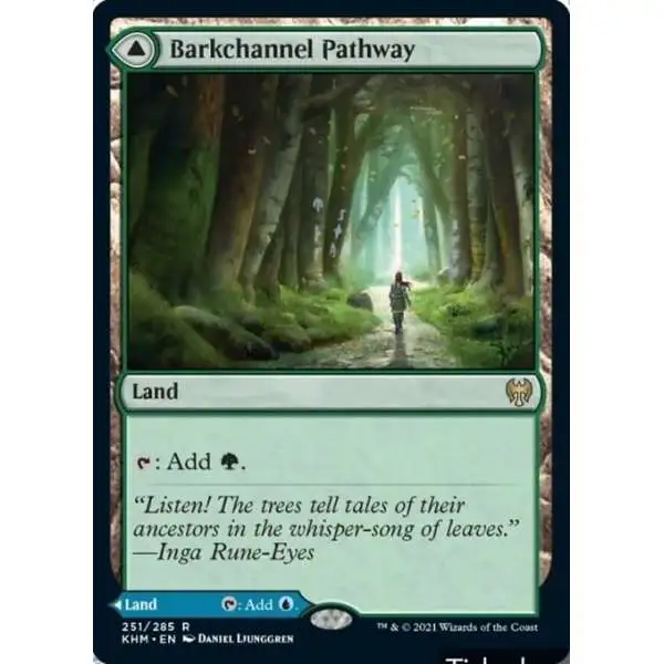MtG Trading Card Game Kaldheim Rare Barkchannel Pathway // Tidechannel Pathway #251