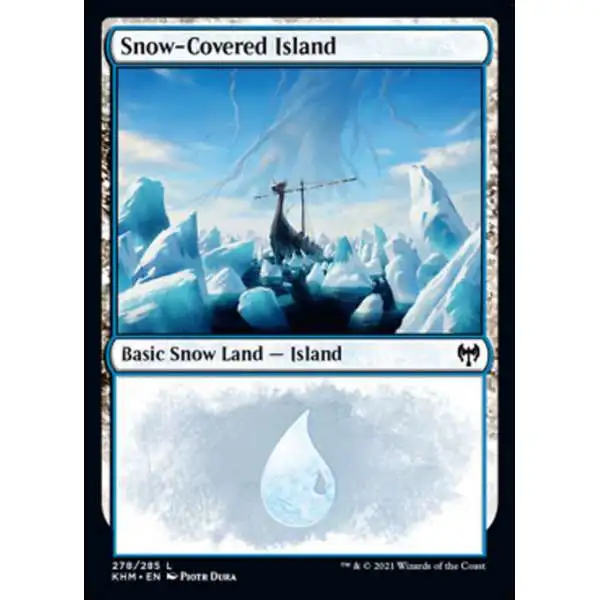 MtG Trading Card Game Kaldheim Common Snow-Covered Island #278