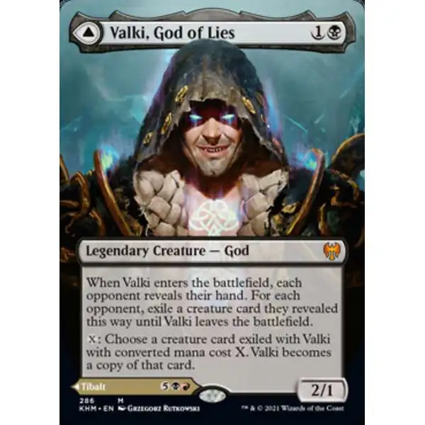 MtG Trading Card Game Kaldheim Mythic Rare Valki, God of Lies // Tibalt, Cosmic Impostor #286 [Borderless Planeswalker]