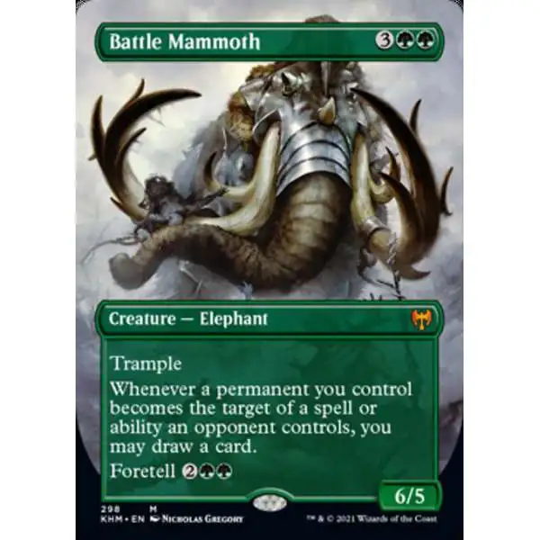 MtG Trading Card Game Kaldheim Mythic Rare Battle Mammoth #298 [Alternate Art Borderless]