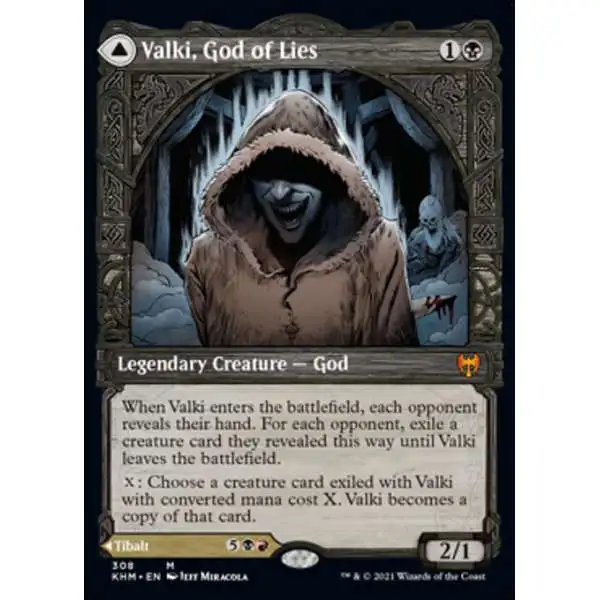 MtG Trading Card Game Kaldheim Mythic Rare Valki, God of Lies // Tibalt, Cosmic Impostor #308 [Showcase]