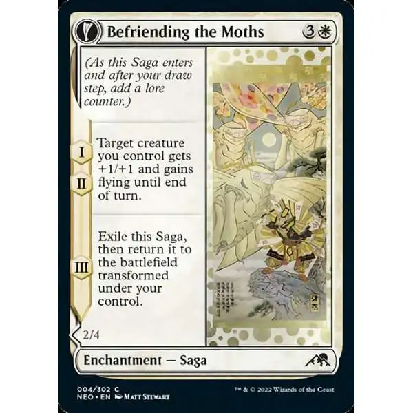 MtG Trading Card Game Kamigawa Neon Dynasty Common Befriending the Moths // Imperial Moth #4