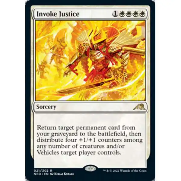 MtG Trading Card Game Kamigawa Neon Dynasty Rare Foil Invoke Justice #21