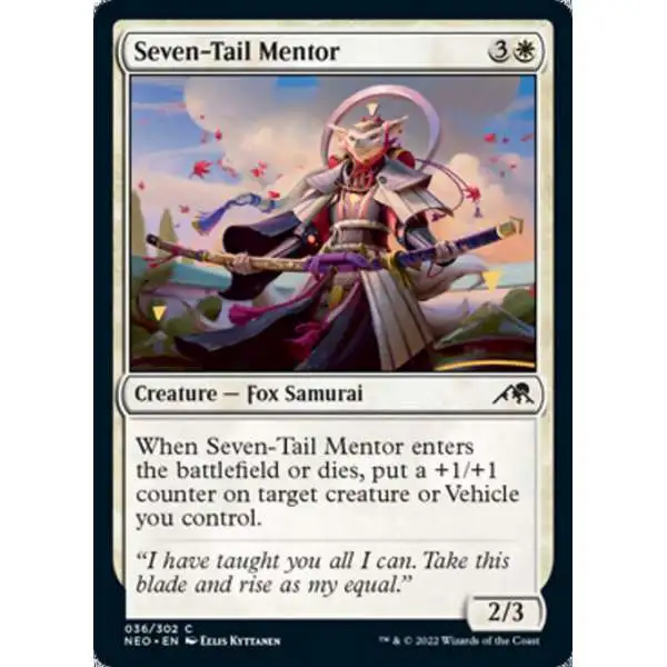 MtG Trading Card Game Kamigawa Neon Dynasty Common Seven-Tail Mentor #36