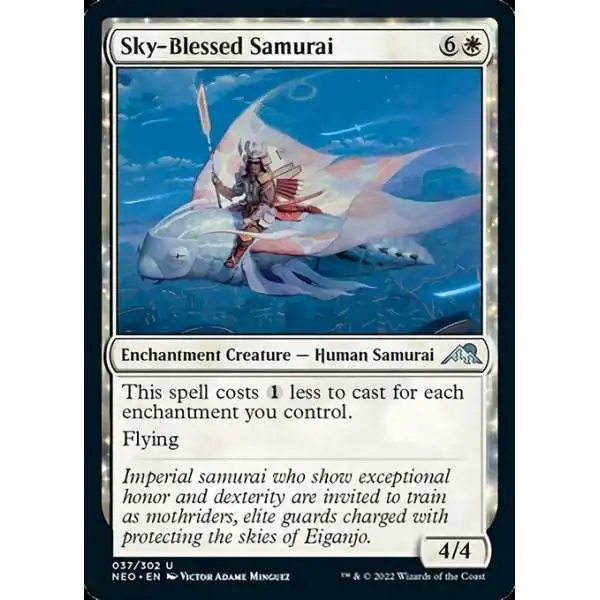 MtG Trading Card Game Kamigawa Neon Dynasty Uncommon Sky-Blessed Samurai #37