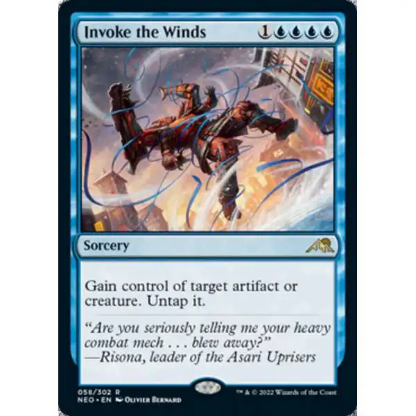 MtG Trading Card Game Kamigawa Neon Dynasty Rare Foil Invoke the Winds #58